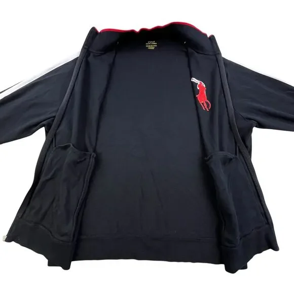 Polo Ralph Lauren Jacket Men’s 2XLT Black Big Pony Full Zip Track Athletic - Picture 5 of 9